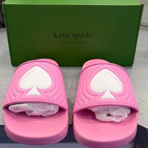 Kate Spade Pink Slides with White Spade